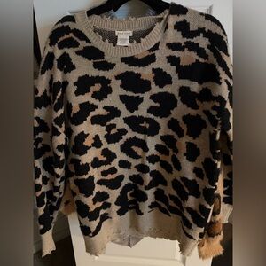 Main Strip Black and Tan Animal Print Sweater